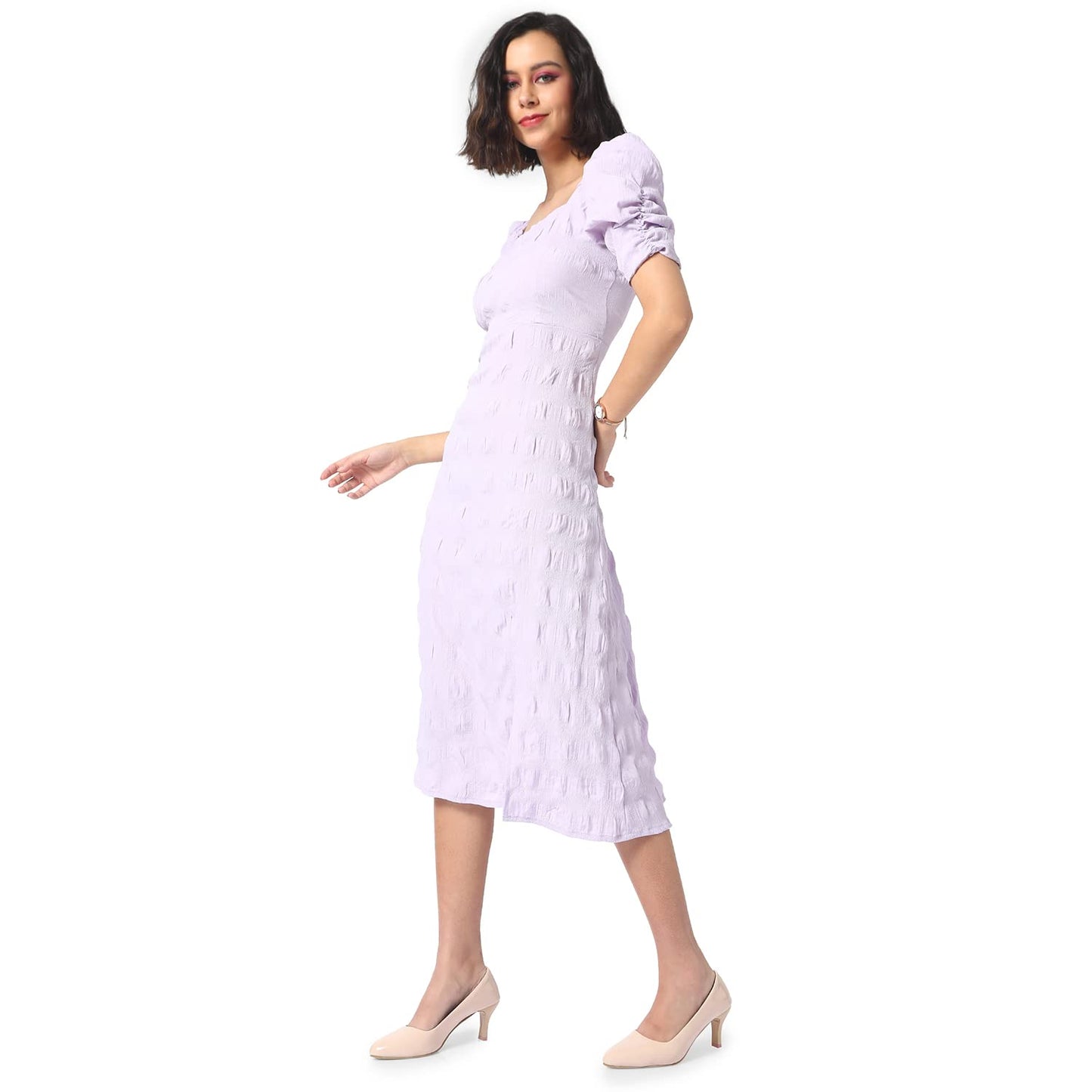 Campus Sutra Women's Midi Dress (SUSU22_CSWSSDR5108_XL_Lilac_XL)