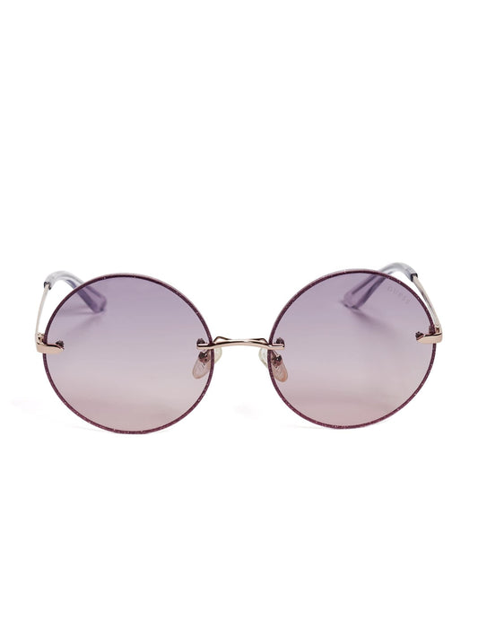 Guess Mirrored Round Women Sunglasses - (GU7643 28Z 61 S |61| Purple Color Lens)