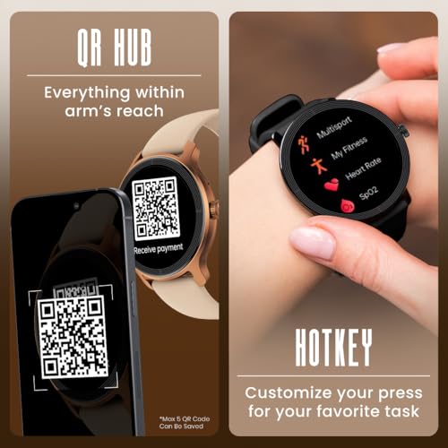 Fastrack Sleek 1.32" AMOLED 42mm Round Display Smart Watch with Silicone Strap, QR Hub, BT Calling, SPO2, Hotkey, Functional Crown, IP68 Water Resistant Upto, 5 Days Battery Life - Onyx Black