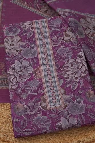 Soch Womens Purple Cotton Floral Dress Material With Na