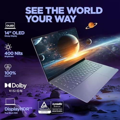 Lenovo Yoga Slim 7 Intel Core Ultra 7 155H AI PC 14"(35.5cm) WUXGA-OLED 400Nits Laptop (16GB/512GB SSD/60Hz/100% DCI-P3/Win11/MSO 24/1Yr ADP Free/Luna Grey/1.39Kg), 83CV00DHIN