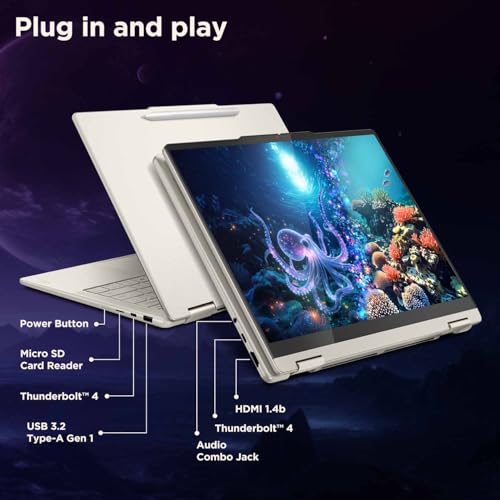Lenovo Yoga 7 2-in-1 Intel Evo Core Ultra 5 226V (16GB RAM/1TB SSD/14 (35.5cm)/WUXGA OLED/Copilot+ PC/Windows 11/Office Home 2024/Yoga Pen/1Yr ADP/Seashell/1.38Kg), 83JQ000XIN Convertible Laptop