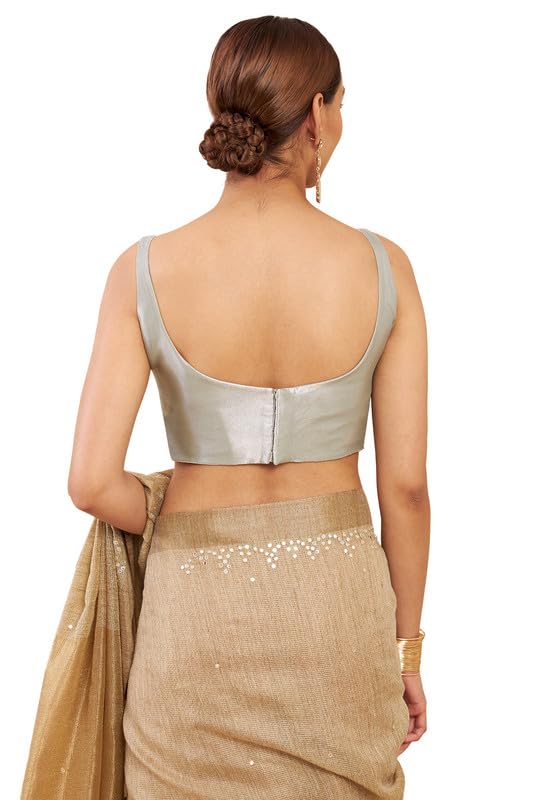 Soch Womens Grey Tissue Sleeveless Blouse