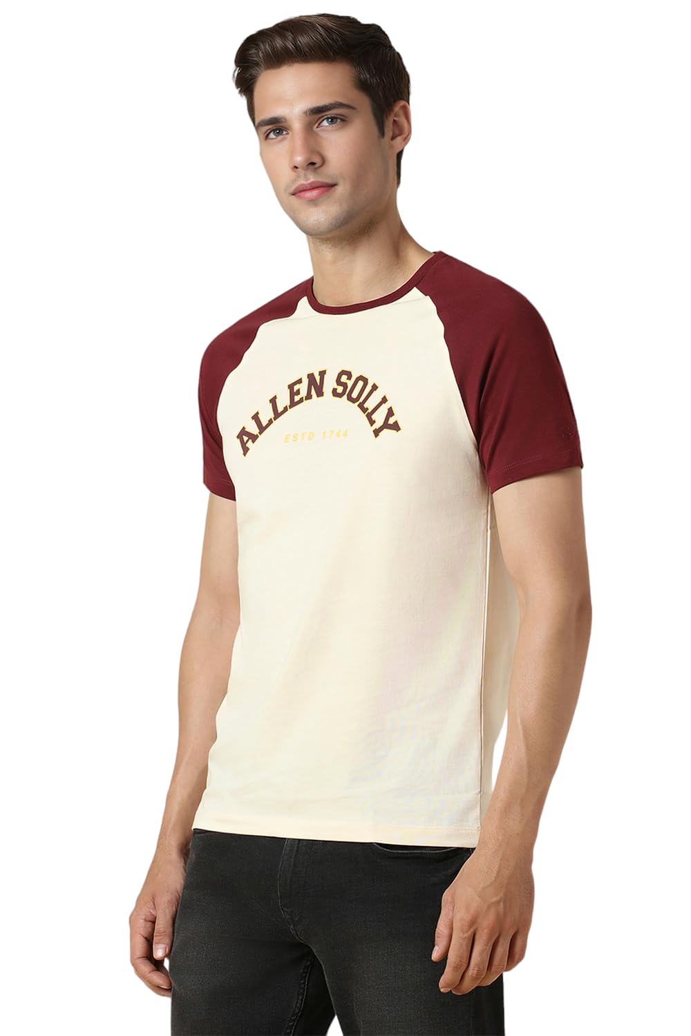 Allen Solly Men's Regular Fit T-Shirt (ASKCQRGF057989_Cream