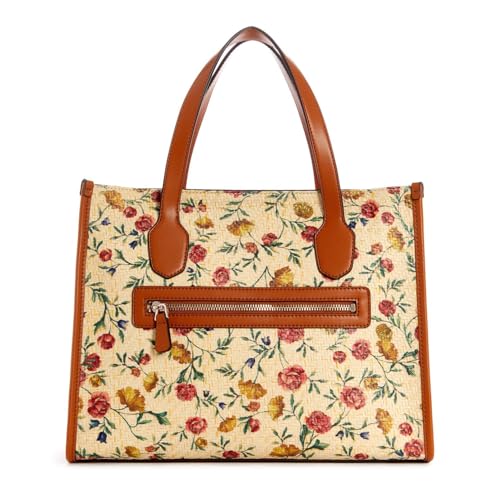 GUESS Women's Cognac Printed Tote Bag| Ladies Purse Handbags | Gift For Ladies