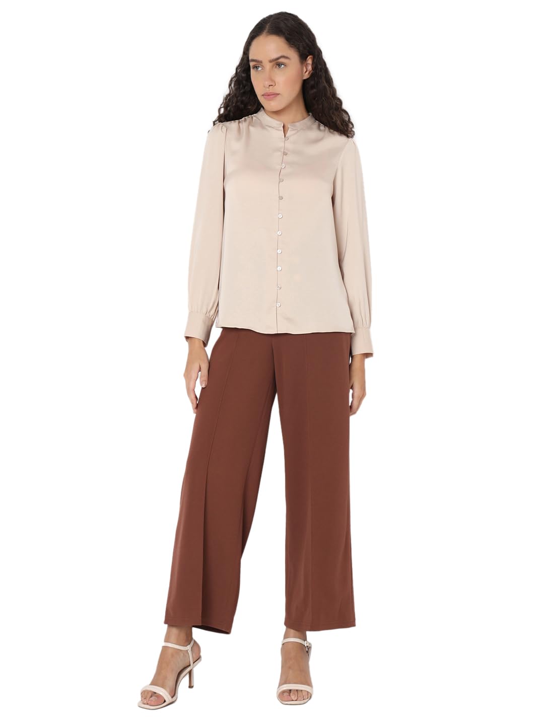 VERO MODA Women Regular Fit Beige Top