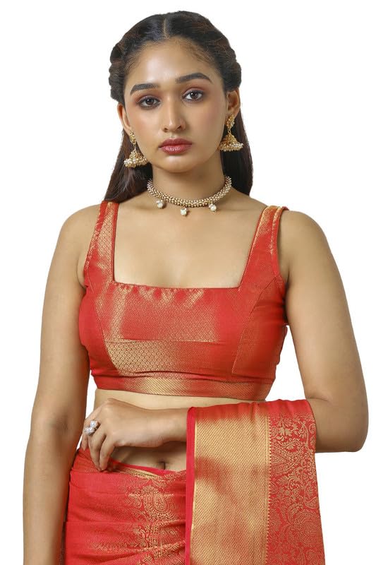 Soch Womens Orange Tussar Zari Woven Saree