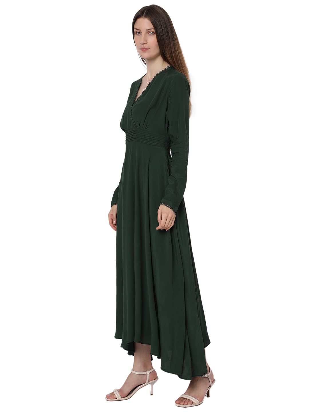 Vero Moda Women's Viscose Fit and Flare Maxi Dress (9010023-Duffel Bag_Duffel