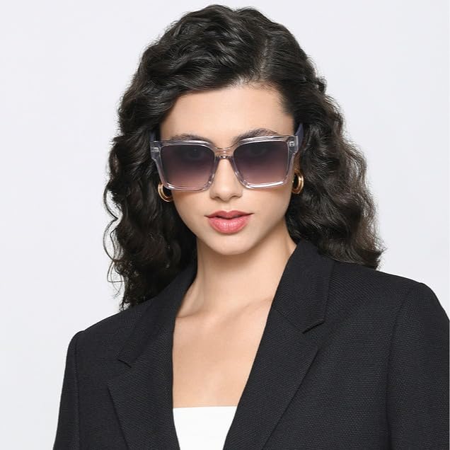 VINCENT CHASE EYEWEAR By Lenskart|Transparent-Dual Tone Full Rim Square|Stardust|Branded Latest And Stylish Sunglasses|Polarized And 100% Uv Protected|For Women|Large|Vc S16910