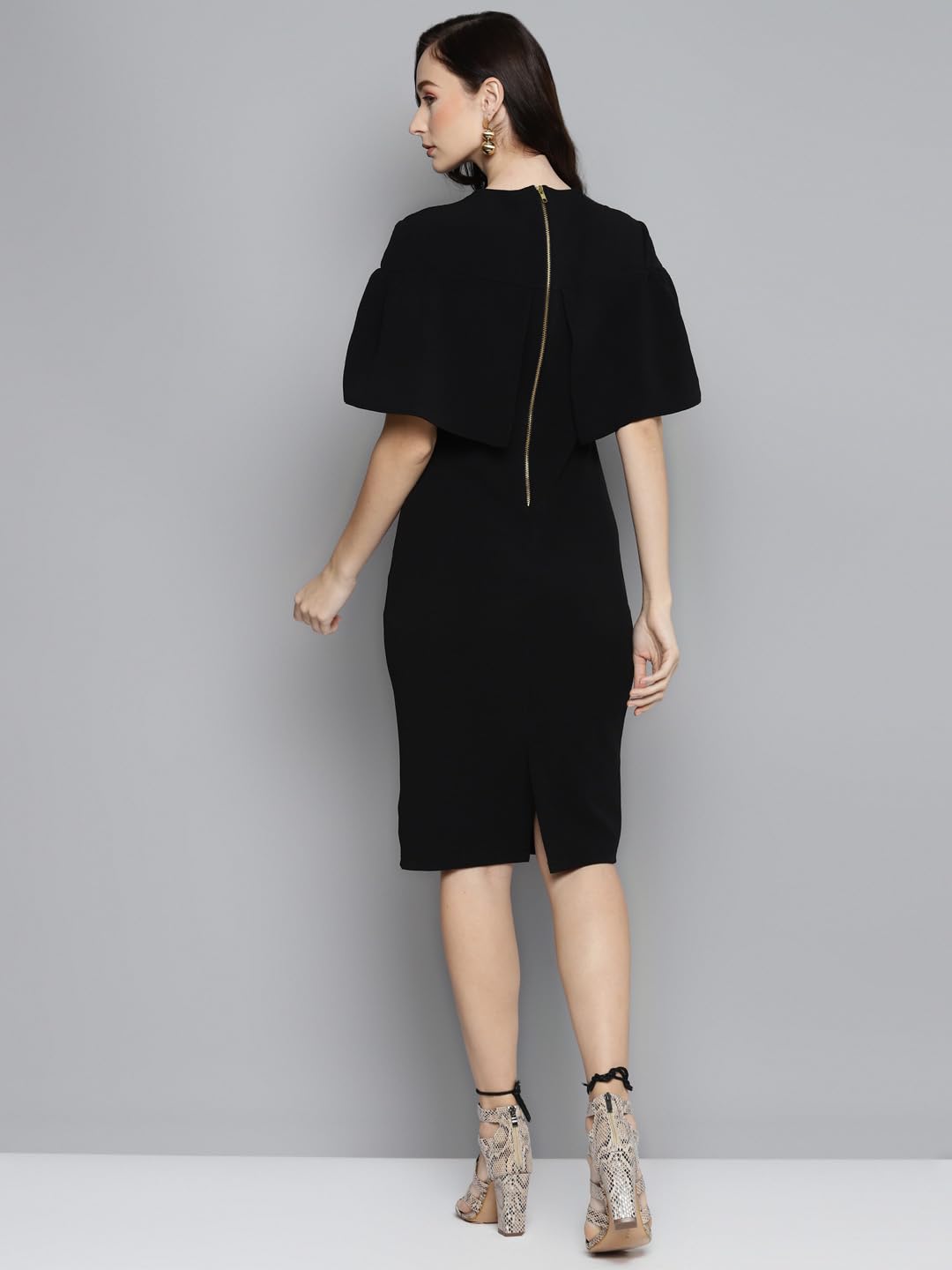 SASSAFRAS Black Frill Cape Bodycon Dress SFDRSS10296XXL