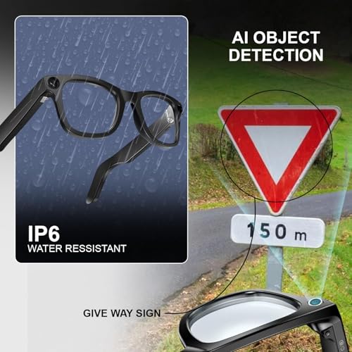 Air Vision AI Smart Glasses with 8MP HD Camera for Hands-Free Photo and Video | AI Voice Assistant | Object Recognition | Bluetooth 5.3 | Dual Mic Noise Reduction Smart Wearable for Daily Use (B39)