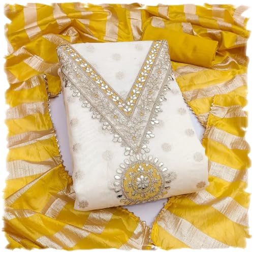 Leeli Peeri Designer Women's Simmer Silk Coding Work Unstitched Salwar Suit Dress Material