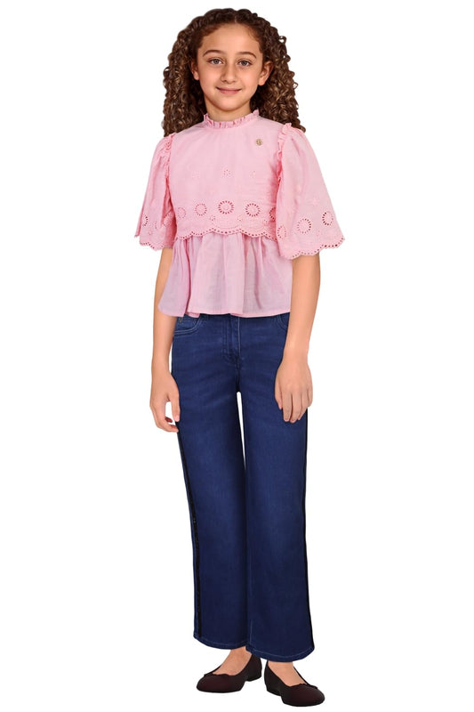 Allen Solly Girl's Regular Fit Blouse (AGTSPRGFH88763_Pink