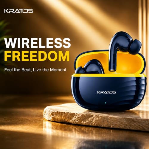 Kratos TW01 Ear Buds Wireless with 30H Playtime with Touch Control, Noise Isolation & Clear Calls, Bluetooth Earbuds with Voice Assistant, Bluetooth V 5.3 & with Type C Fast Charging,TWS Earphones