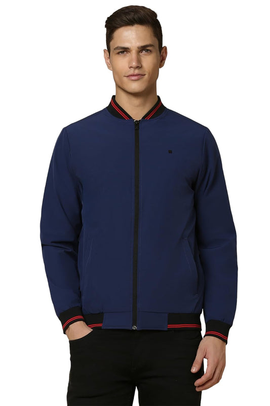Allen Solly Men Navy Solid Full Sleeves Casual Jacket