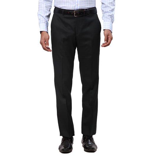 Park Avenue Men's Smart Fit Poly Rayon Blend Flat Front Checks Pattern Dark Green Formal Trouser (Size: 32)-PMTX07525-N8