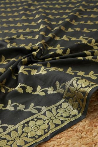 Soch Womens Black Chanderi Zari Woven Dupatta With Zari Woven