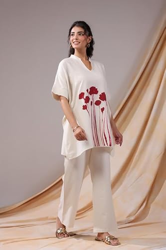 JISORA Women's Printed Cotton Flex Co-ord Set 1KFP3445-S Off-white S