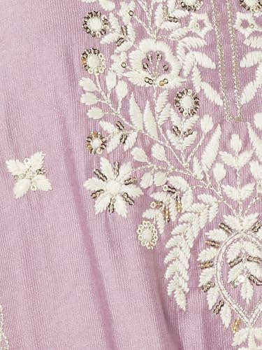 Max Women Embroidered Straight Kurta Set(Purple_L)