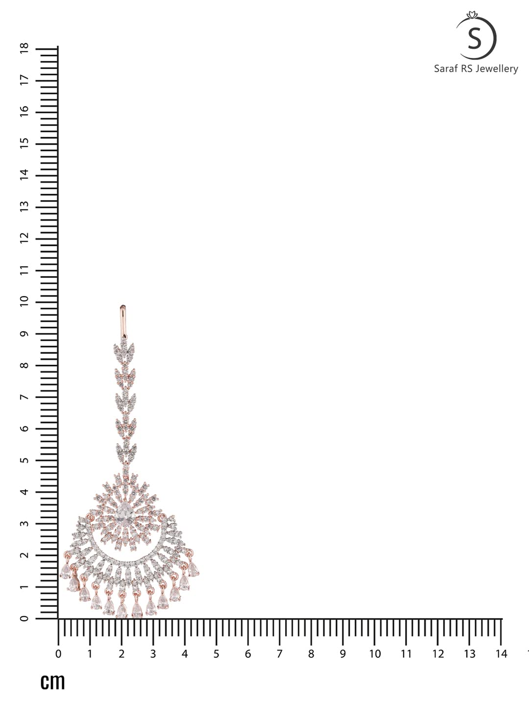 Saraf RS Jewellery-Rose AD studded Chandballi design Handcrafted Maang Tika