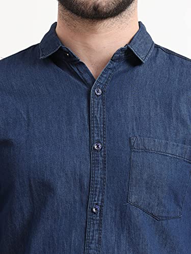 Miraan Men's Casual Dark-Blue Denim Shirt (SIGDARKDENIMXL_Dark Blue_X-Large)