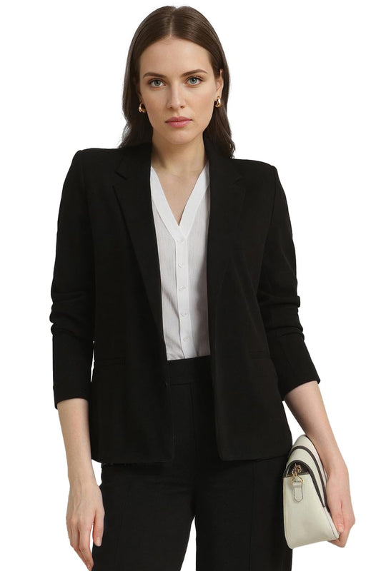 Van Heusen Women's Regular fit Blazer VWKZCRGFO00385_Black