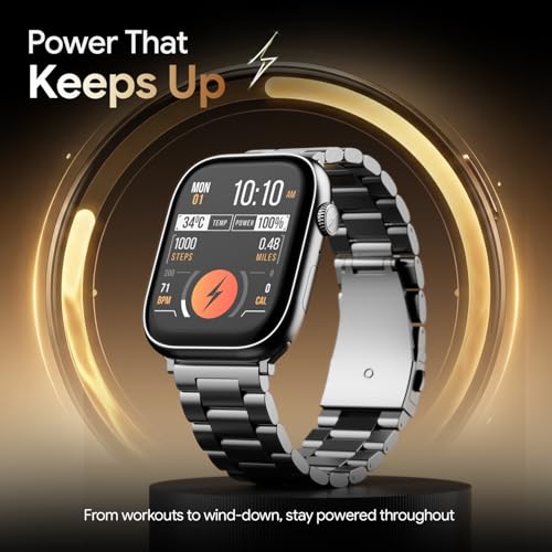 Fire-Boltt Ninja X Ring Smart Watch 1.96" Always On Display Bluetooth Calling, Voice Assistant, SpO2 & Heart Rate, 120+ Sports Modes, IP67 Waterproof Smartwatch for Men & Women - Silver Steel