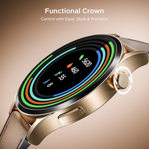 boAt Chrome Horizon, Premium Metal Body, Video Watch Faces, 1.51”(3.83cm) AMOLED Round Display, HRV & VO2 Max, Auto-Activity Detection, ASAP Charge, HRV Smartwatch for Men & Women (Coco Brown)