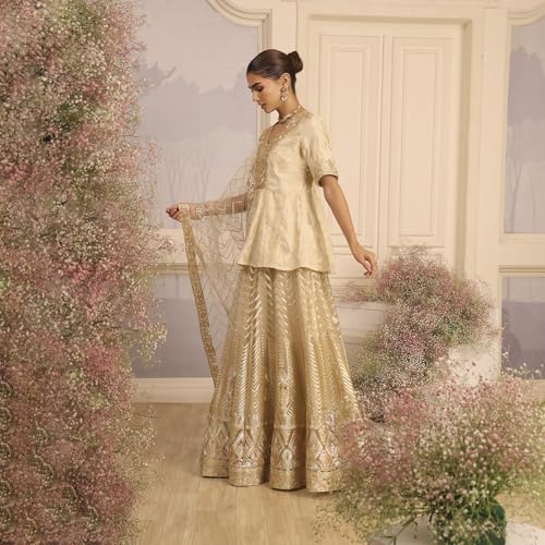 Biba Women's Viscose Lehenga Set (SKDZARI10202AW25BEG_Beige_36)