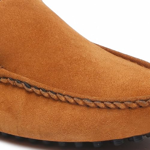 LOUIS STITCH Men's Loafers Casual Shoes | Italian Suede Leather Moccasins | Slip-On for Business, Formal, Parties, Everyday Wear | Solid Tiger Tan | UK Size 7 (LSITSUPTB-)