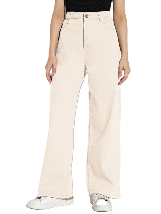 ADBUCKS Flared Jeans for Women High Waisted Bell Bottom Trendy Stretchy Flare Jeans (in, Numeric, 38, Beige)