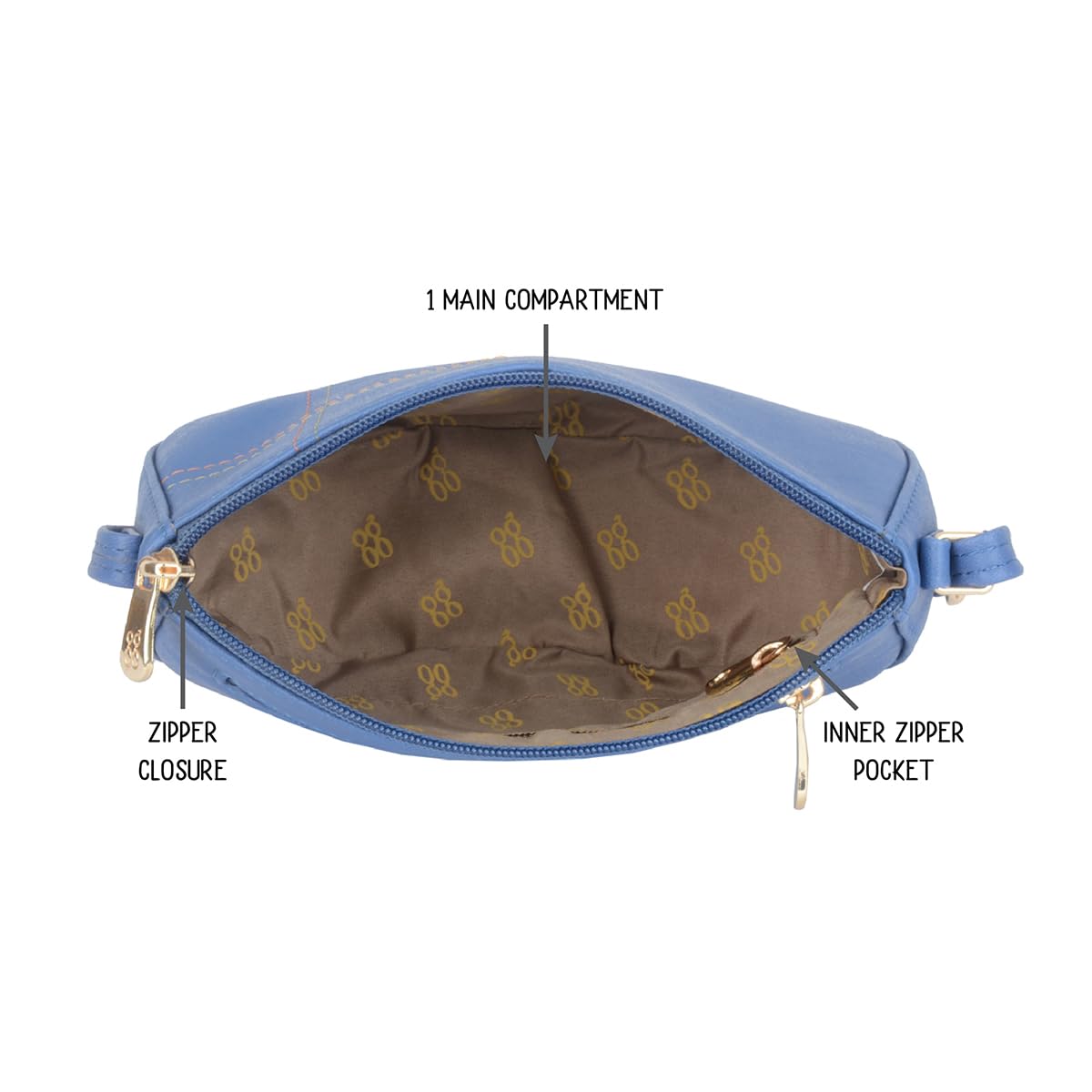 Baggit Women Blue Saddle Sling Bag Large Size | Ladies Stylish Casual Cross Body Purse Handbag