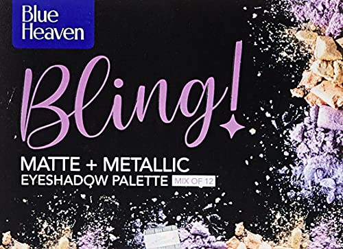 Blue Heaven 12-In-1 Bling Eyeshadow Powder, Subtle Romance (Multicolor) Metallic Finish