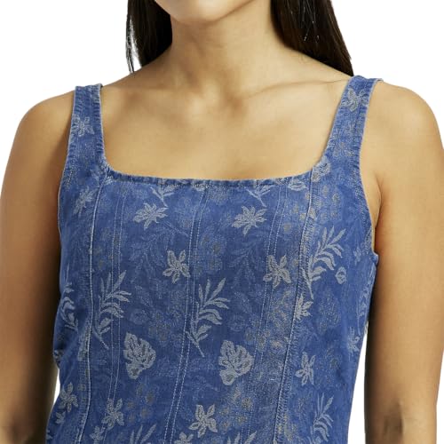 Levi's Women's Floral Blue Square Neck Dress