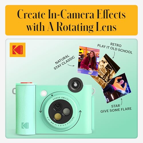 Kodak Smile+ 2-in-1 Digital Instant Print Camera & Photo Printer Gift Bundle + Case + Zink 2x3 Sticky Back Photo Paper 20pk + Album + Sticker Sets + Sticker Frames + Hanging Frames + Markers - Green