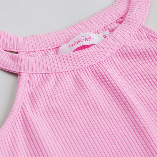 Hopscotch Girls Pink Sleeveless 2-Pc Cotton Halter Neck T-Shirt And Jeans For Ages(4-5 Years)