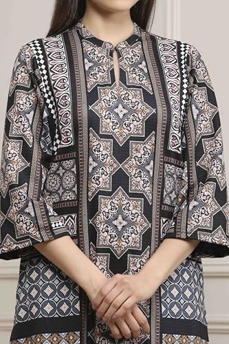 Biba Women Black Polyester Printed Straight Kurta Pants Set_38