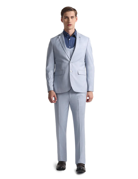 Arrow Graph Check Three Piece Suit Light Blue