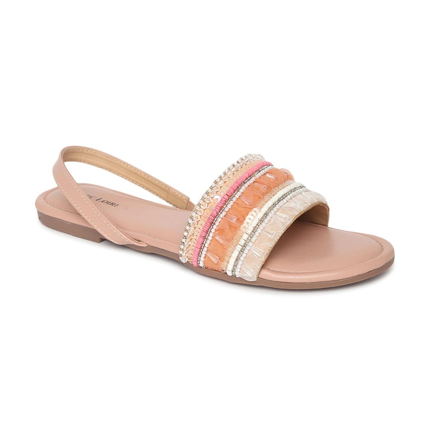 Marc Loire Women's Pair of Embellished Fashion Flat Sandals (Nude, numeric_7)