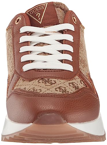 GUESS womens MelanySneaker, Medium Brown Logo Multi, 8