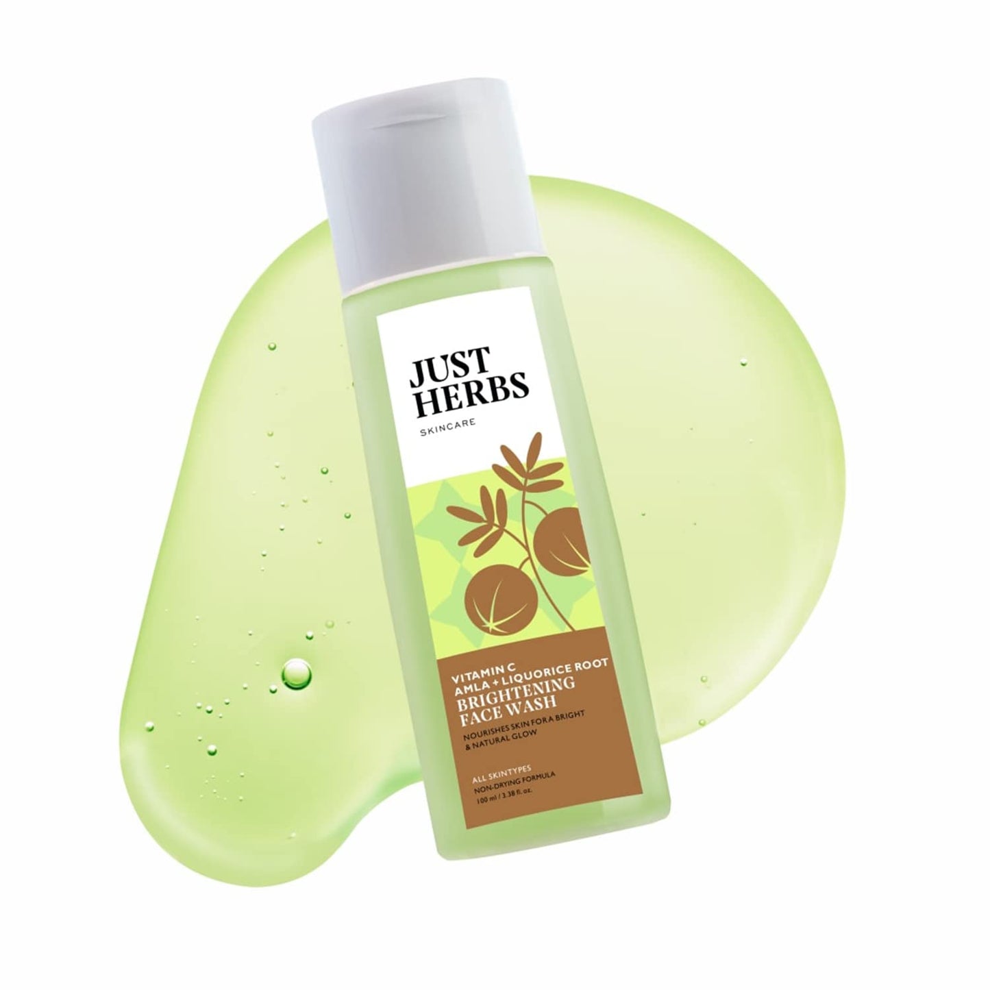 Just Herbs Brightening Face Wash with Vitamin C Amla & Liquorice Root for Men & Women | Hydrates Skin, Reduces Hyperpigmentation & Maintains pH Level | Suits All Skin Types- 50 gm