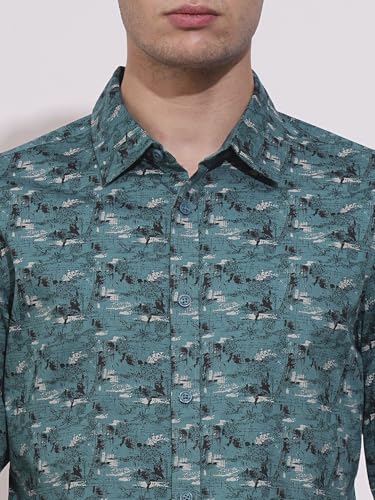 Being Human Teal Slim Fit Regular Collar Men's Shirt Clothing