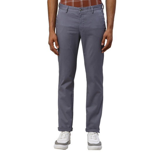 Park Avenue Men's Solid Pattern Neo Fit Cotton Blend Flat Front Chinos (Size: 38)-PCTA00477-G6 Grey