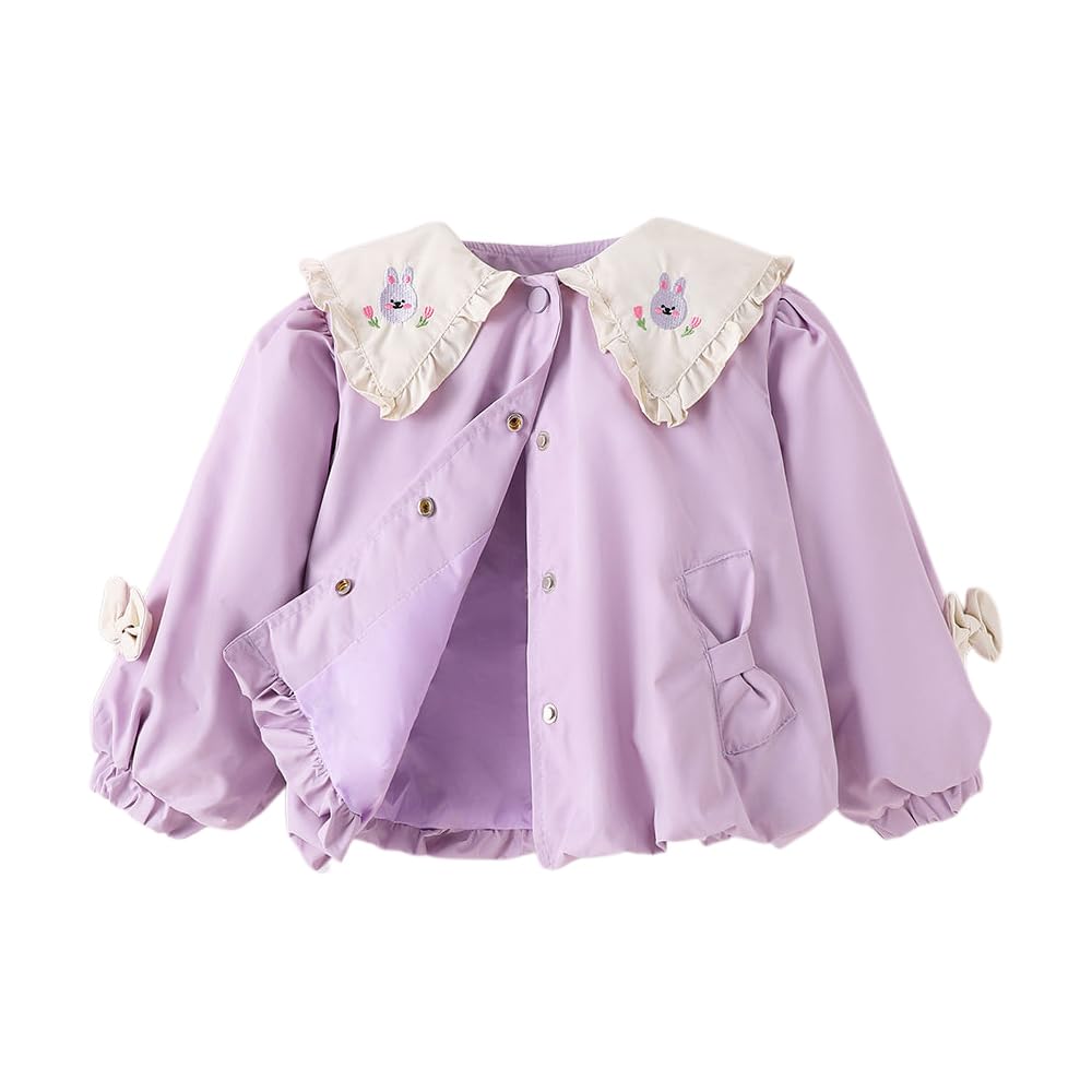 Hopscotch Baby Girls Polyester Waist Length Jackets in Lavender Color For Ages (18-24 Months)
