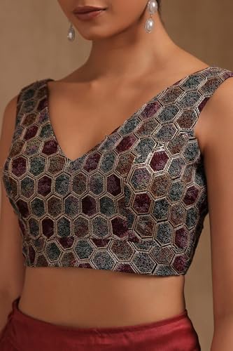 Soch Womens Black Georgette Embroidered Padded Blouse with Sequins