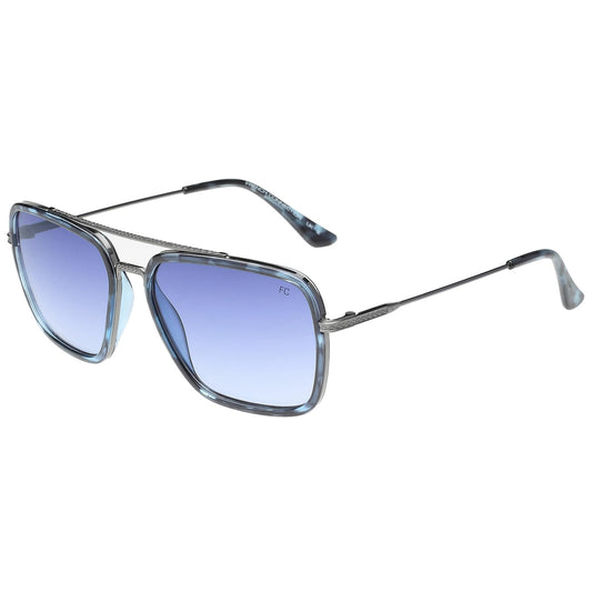 French Connection|Blue Full Frame Square Sunglasses|100% UV Protected (Uv 400) Blue Gradient Faded Lens|Men's|Large|FC 7621 C2 57 S