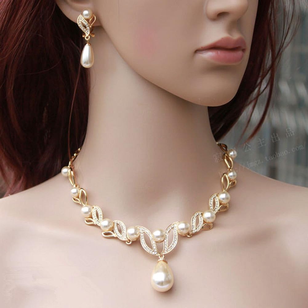 Shining Diva Fashion Latest Stylish Design Fancy Traditional Pearl Necklace Jewellery Set for Women (15121s)