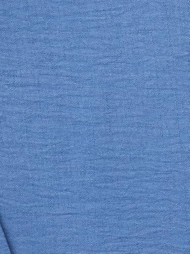 Max Women Textured Tiered Dress with Belt(Blue_L)