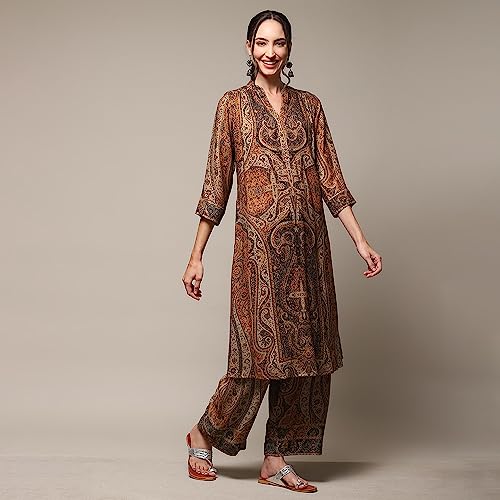 BIBA WOMEN PRINTED STRAIGHT MIX AND MATCH(JAMAWAR 2124_BEIGE_36)