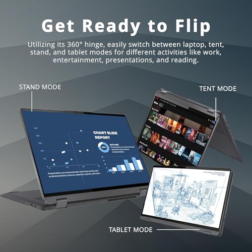 Lenovo Flex 5 16" WQXGA Touchscreen 2-in-1 Laptop, Intel Core i7-1255U, 16GB RAM 1.2TB Storage (256GB SSD+1TB 9H Portable Disk), Backlit Keyboard, Fingerprint Reader, Office 365, Windows 11 pro, Grey